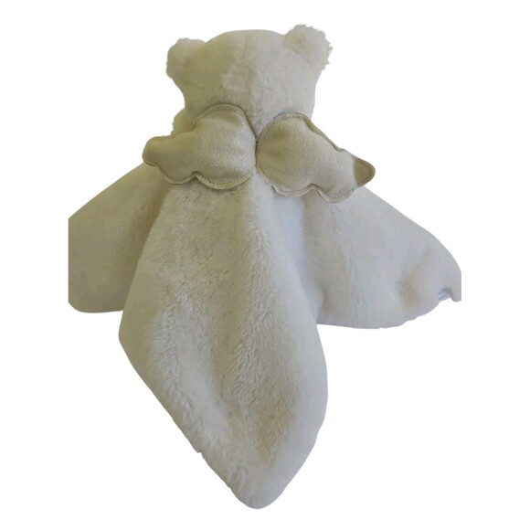 Mud Pie Lovey Security Blanket Baby Bear Angel Prayer Soft White Plush Fur 13" - Picture 2 of 6